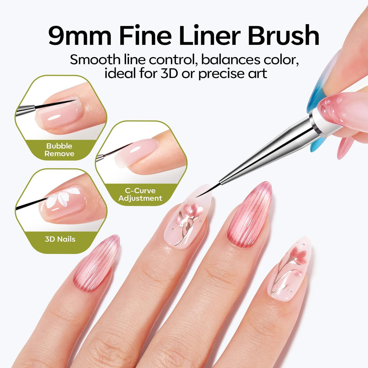 Design d'ongles avec effet Cat Eye floral