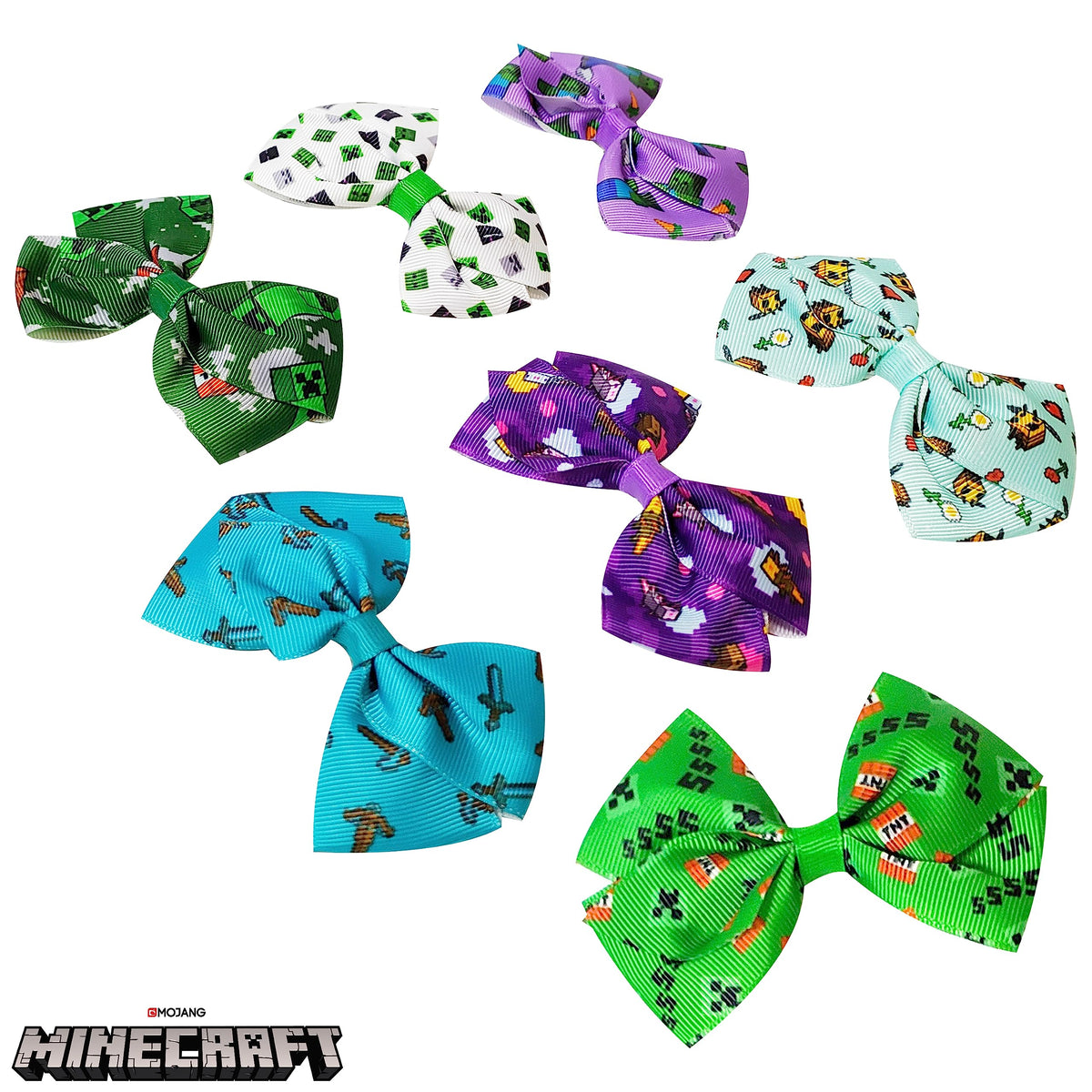 Détail d'un bow Minecraft LUV HER avec clip crocodile