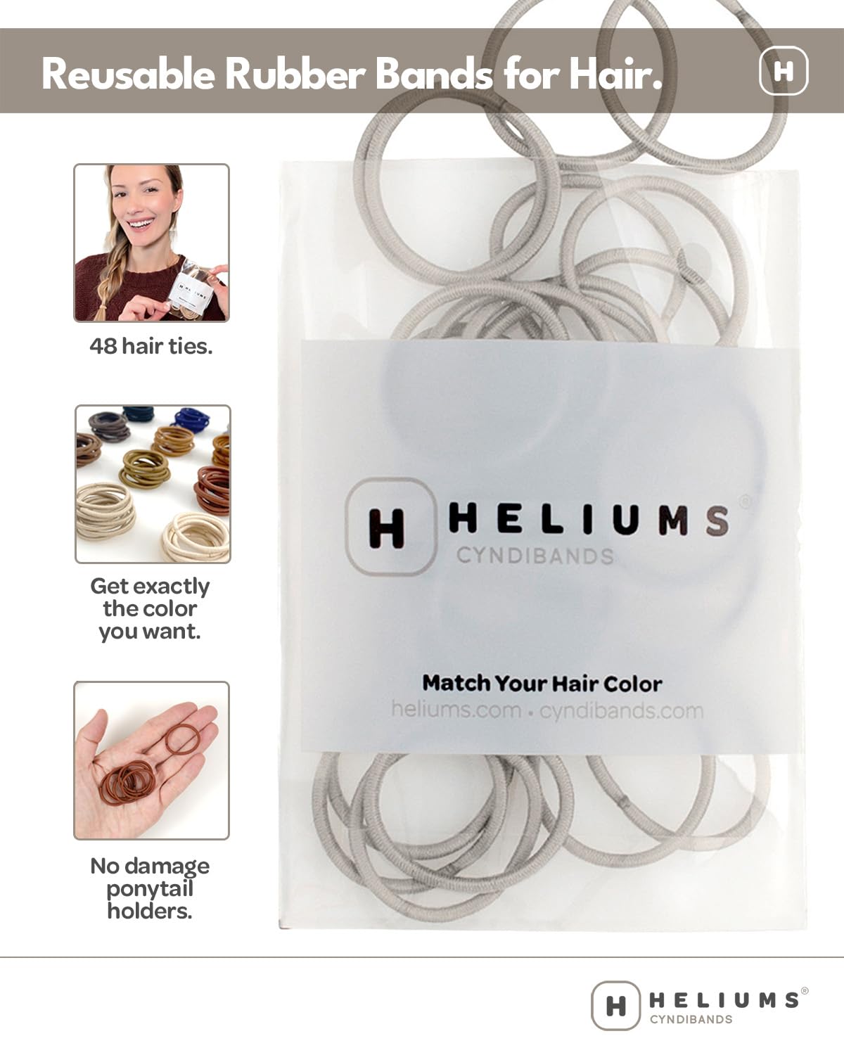 Détail d'un élastique à cheveux Heliums en gros plan