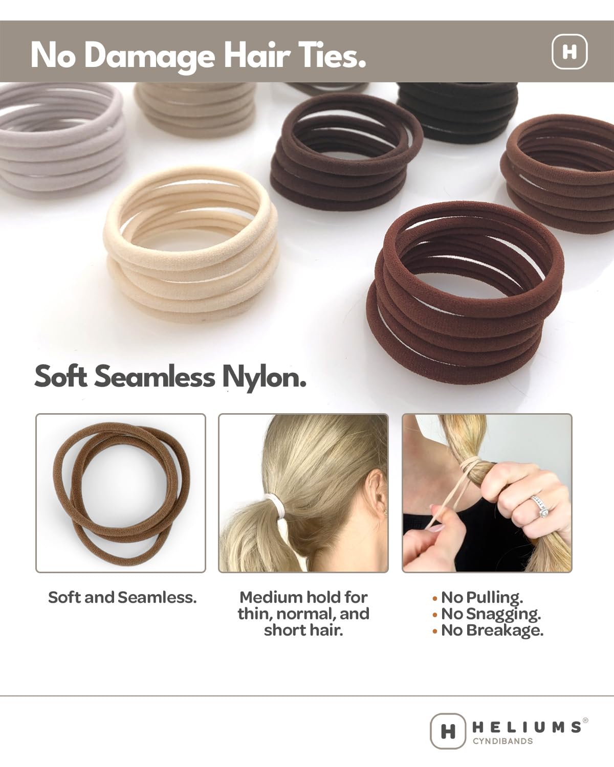 Détail d'un élastique à cheveux Heliums en nylon