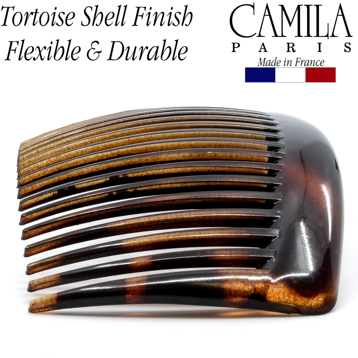 Détail d'un peigne Camila avec finition polie