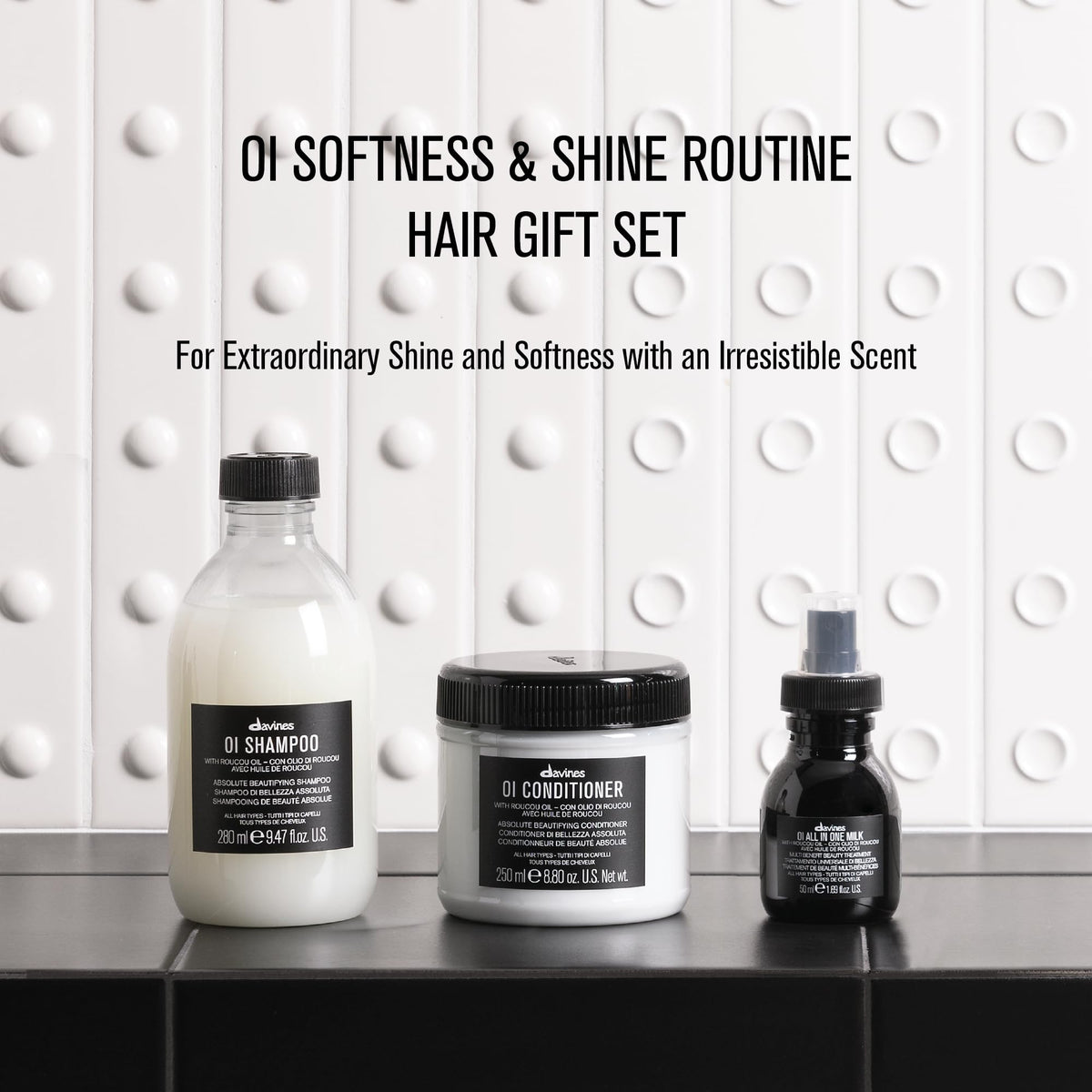 Détail de l'après-shampooing OI Davines dans le coffret