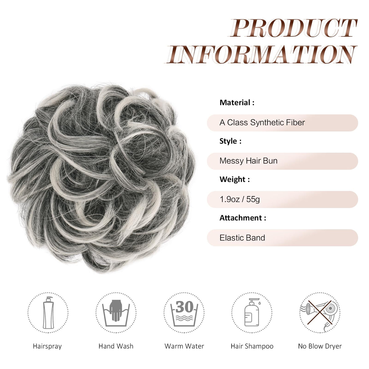 Détail de l'élastique du chignon FESHFEN, facile à enfiler