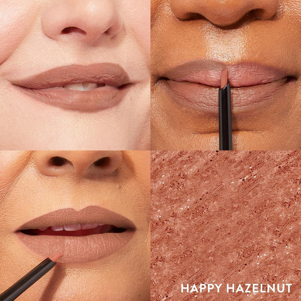 Détail de l'embout angulé du Crayon à Lèvres Happy Hazelnut