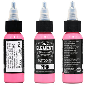 Détail de l'encre rose Element Tattoo Supply pour tatouage
