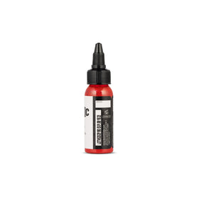 Détail de l'encre rouge Fire Red sur une peau