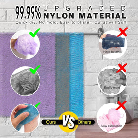 Détail de l'éponge de bain exfoliante UJFQBH montrant sa texture