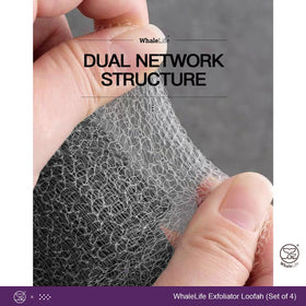 Détail de l'éponge Loofah WhaleLife montrant la texture double couche