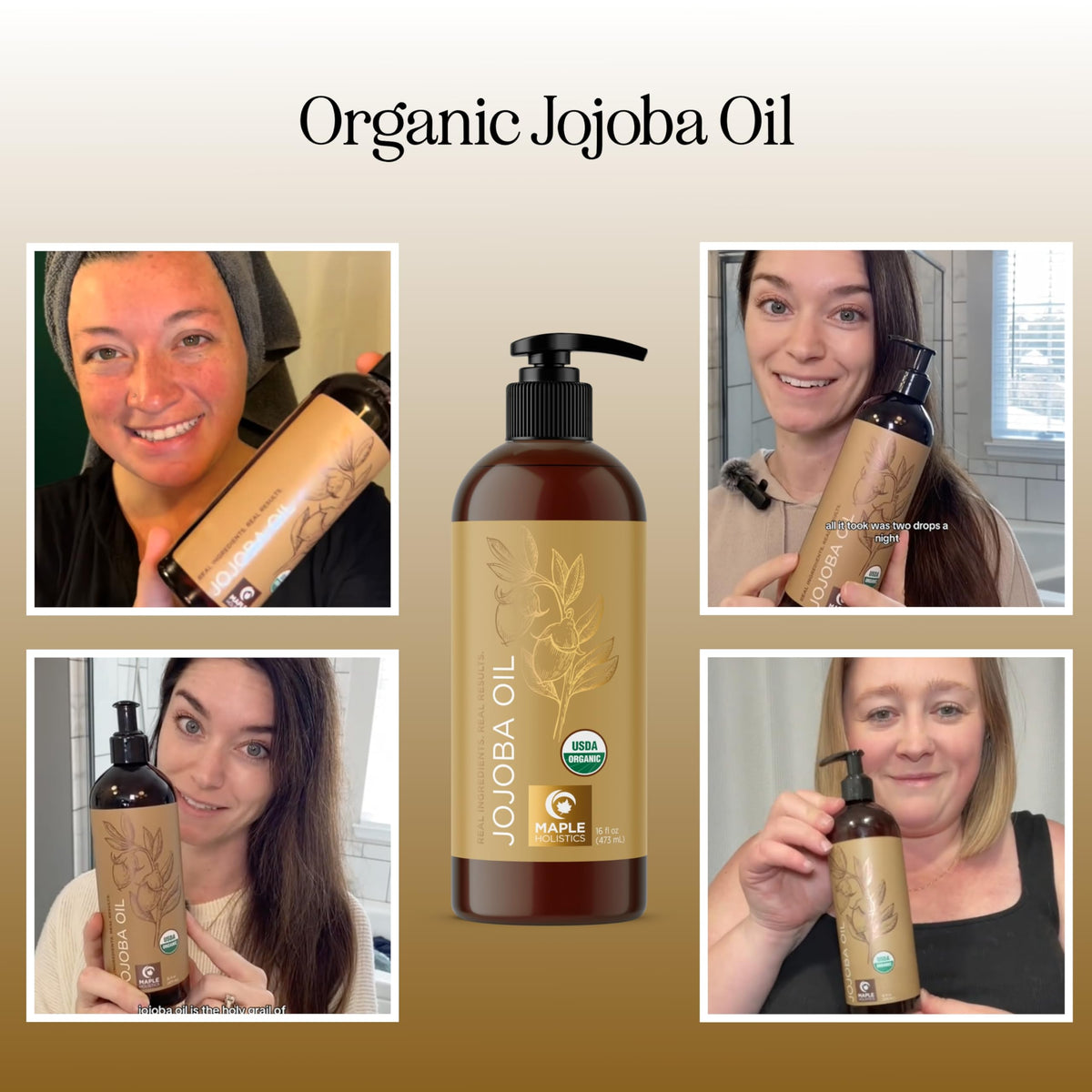 Détail de l'étiquette de l'huile de jojoba bio Maple Holistics