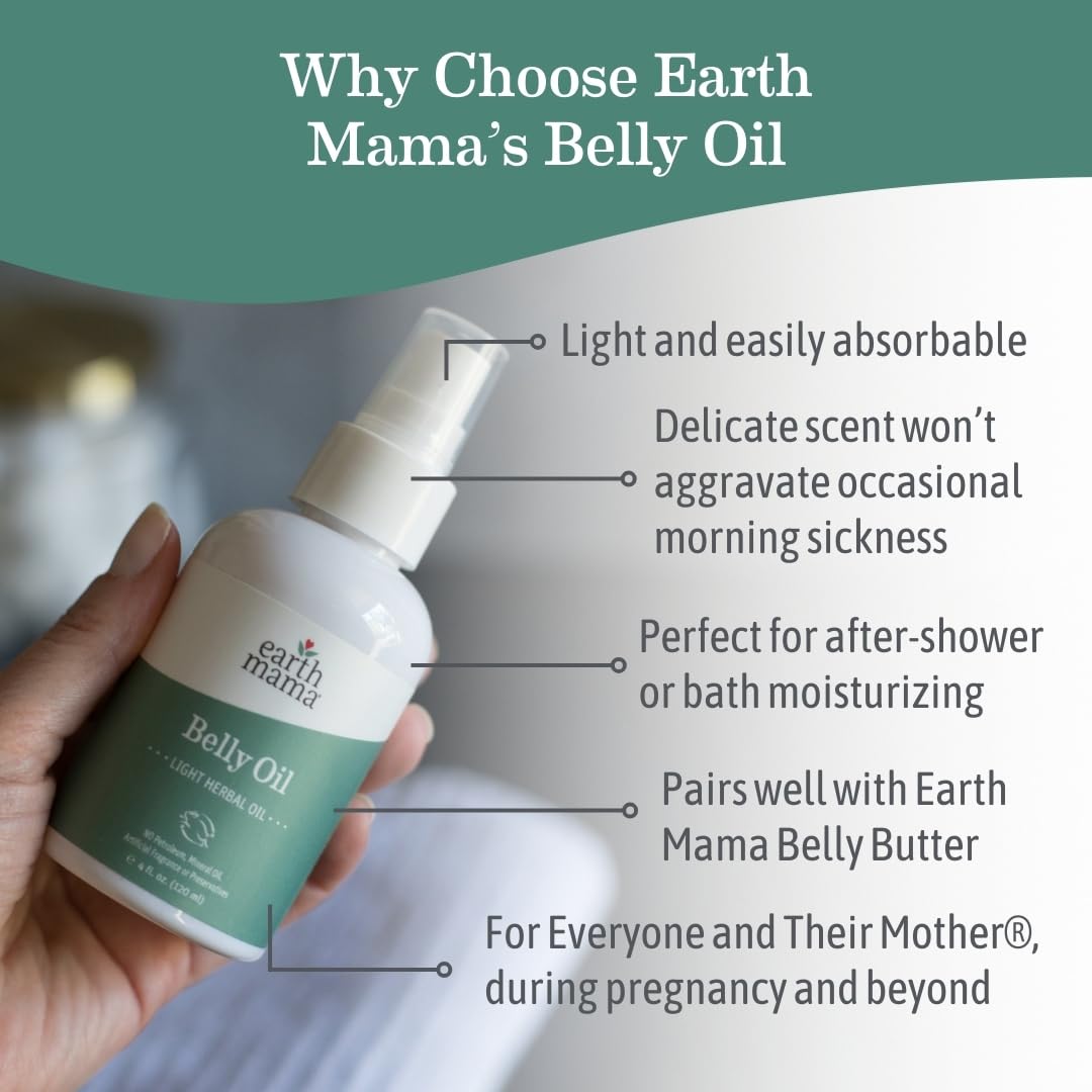 Détail de l'étiquette de l'huile de ventre Earth Mama