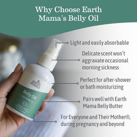 Détail de l'étiquette de l'huile de ventre Earth Mama