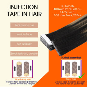 Détail de la bande adhésive des extensions cheveux Tape In Full Shine