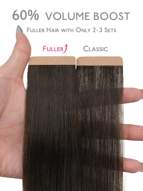 Détail de la bande adhésive des extensions de cheveux Wennalife