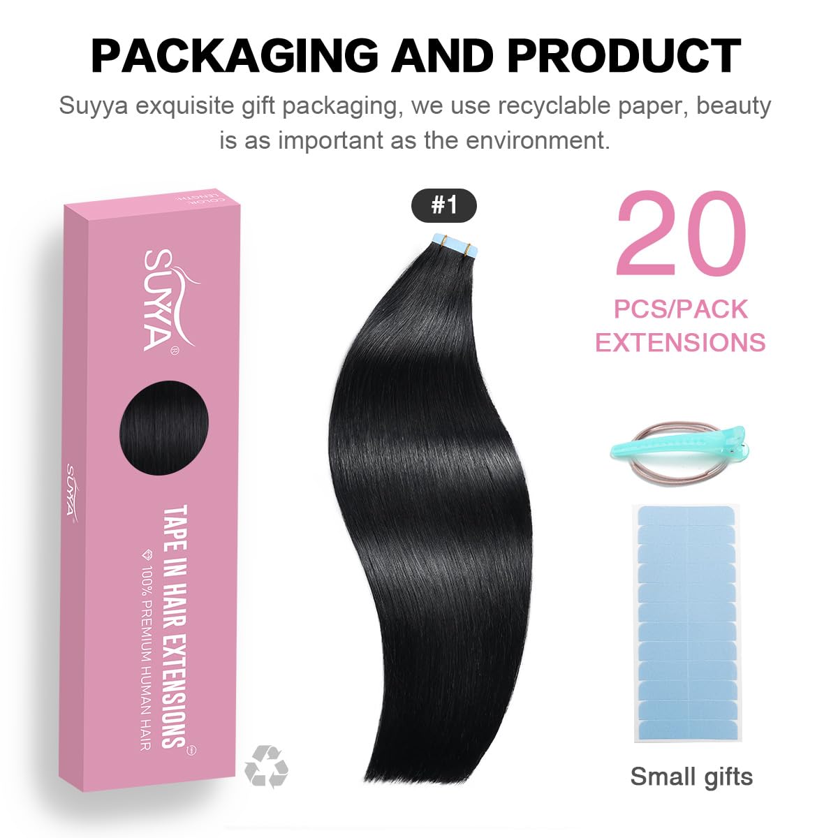 Détail de la bande adhésive des extensions SUYYA