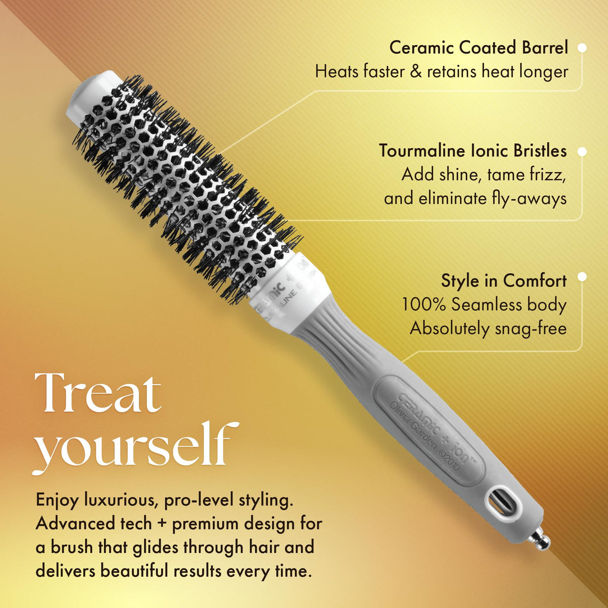 Détail de la barre céramique de la brosse Olivia Garden