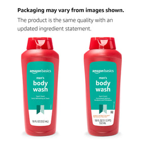 Détail de la bouteille de gel douche Basics, montrant l'étiquette