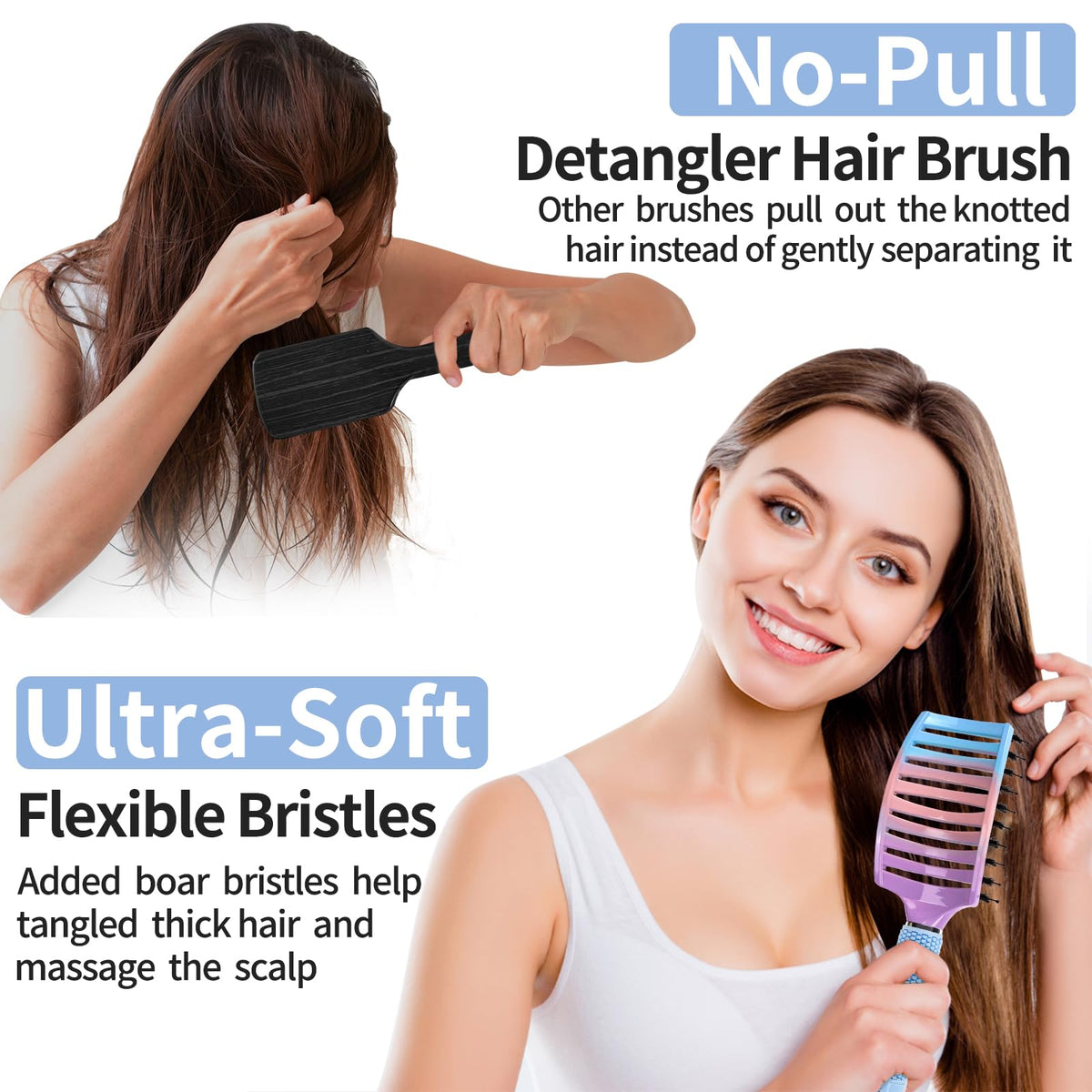 Détail de la brosse à cheveux HIPPIH montrant la texture des poils de sanglier