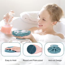 Détail de la brosse de douche en silicone INNERNEED avec poils flexibles