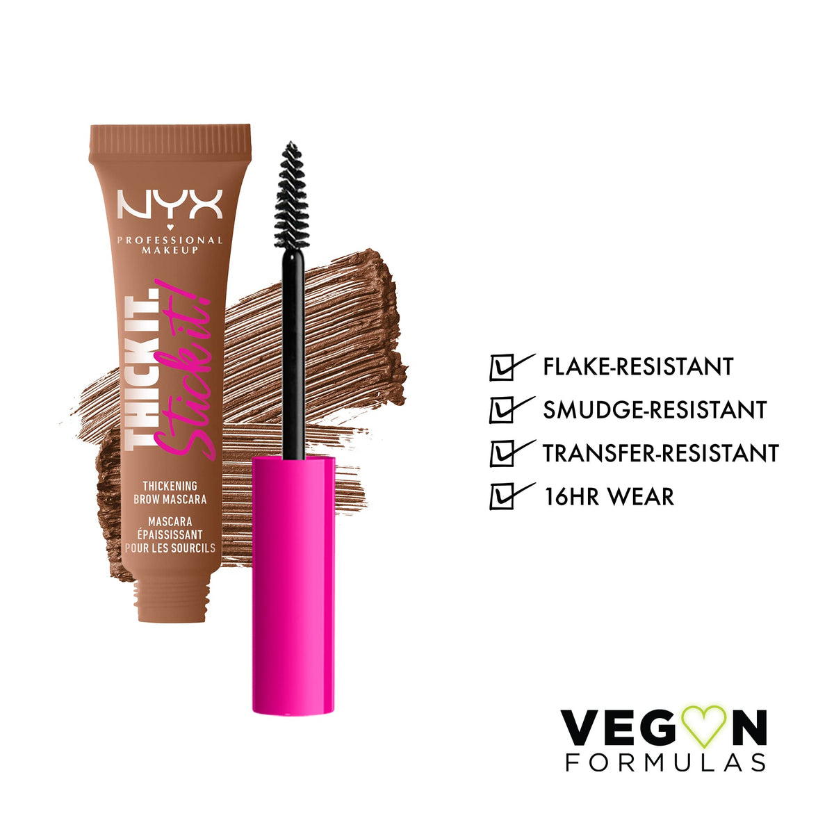 Détail de la brosse de la mascara à sourcils NYX auburn