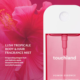 Détail de la brume Touchland avec flacon et vaporisateur