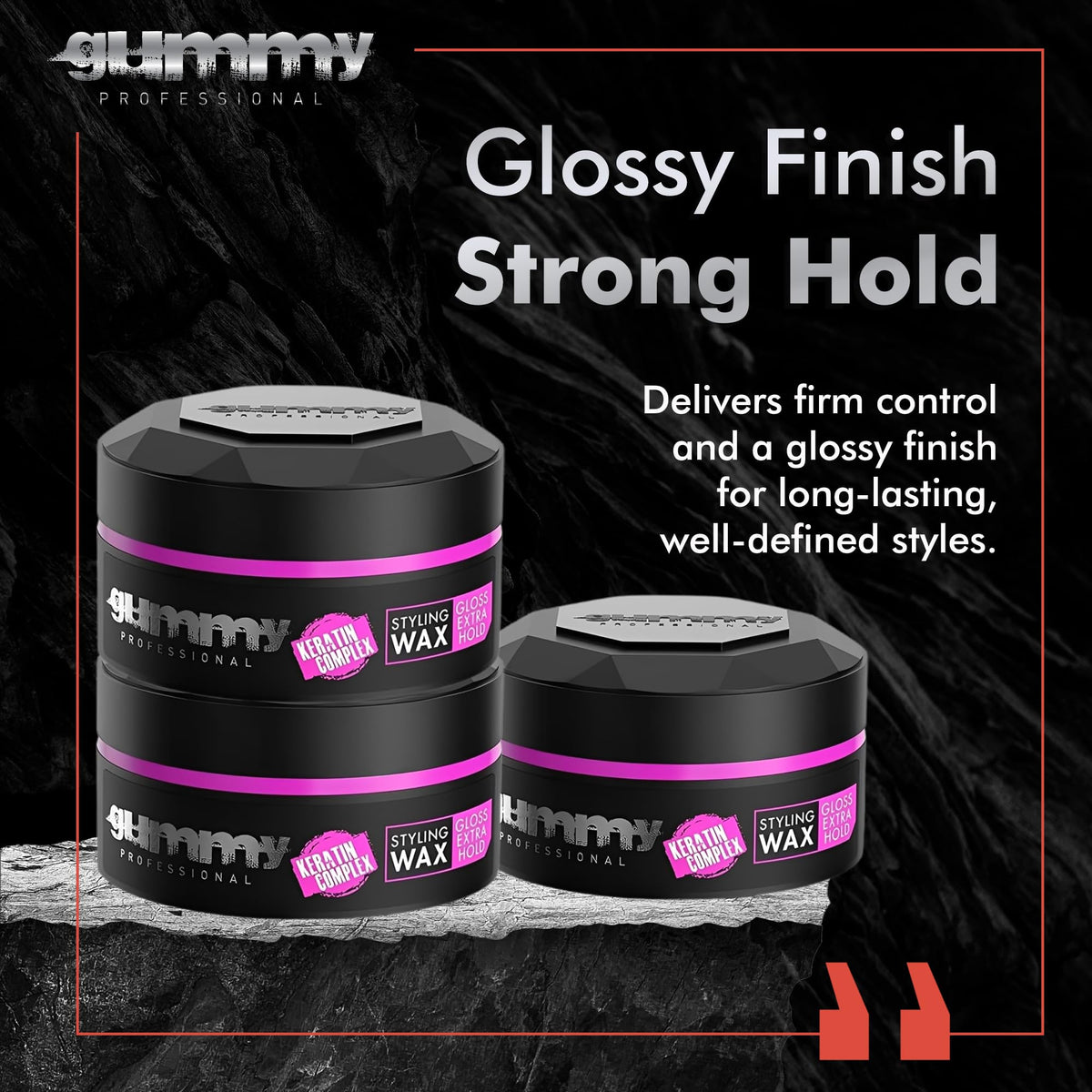 Détail de la cire coiffante Gummy avec un pot ouvert