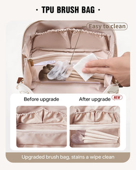 Détail de la fermeture éclair de la trousse de maquillage EACHY