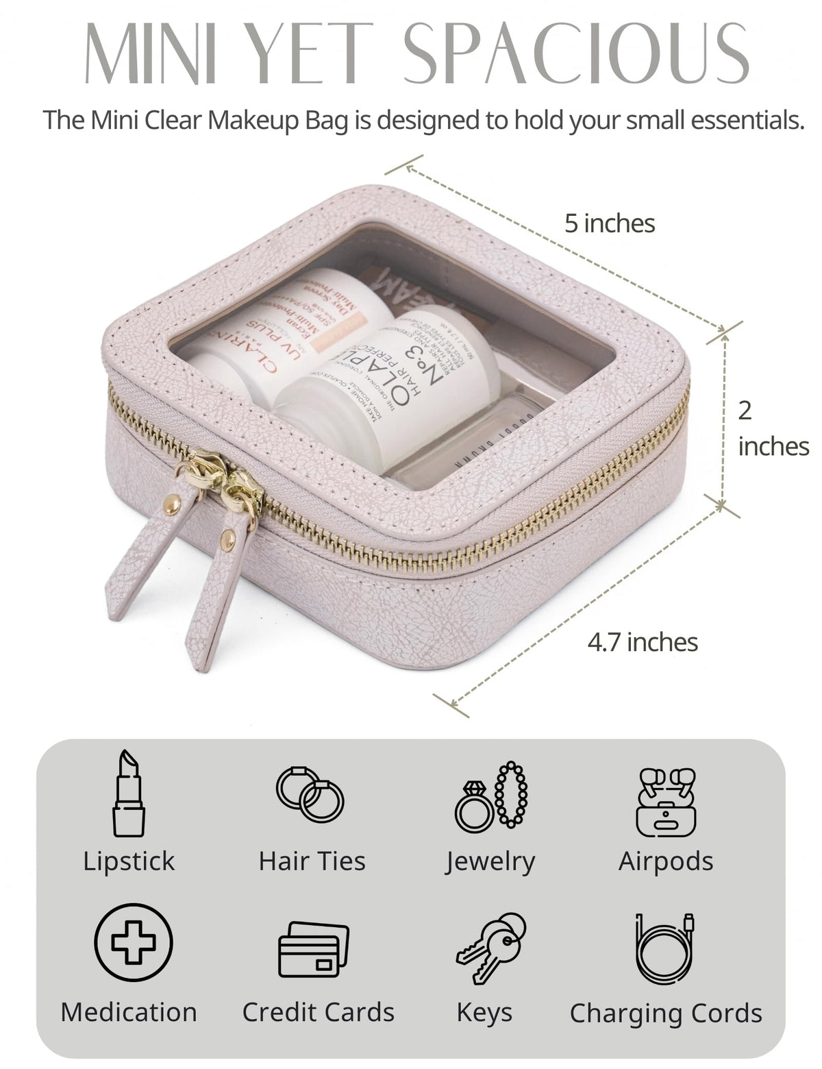 Détail de la fermeture éclair de la trousse de maquillage Popvibe