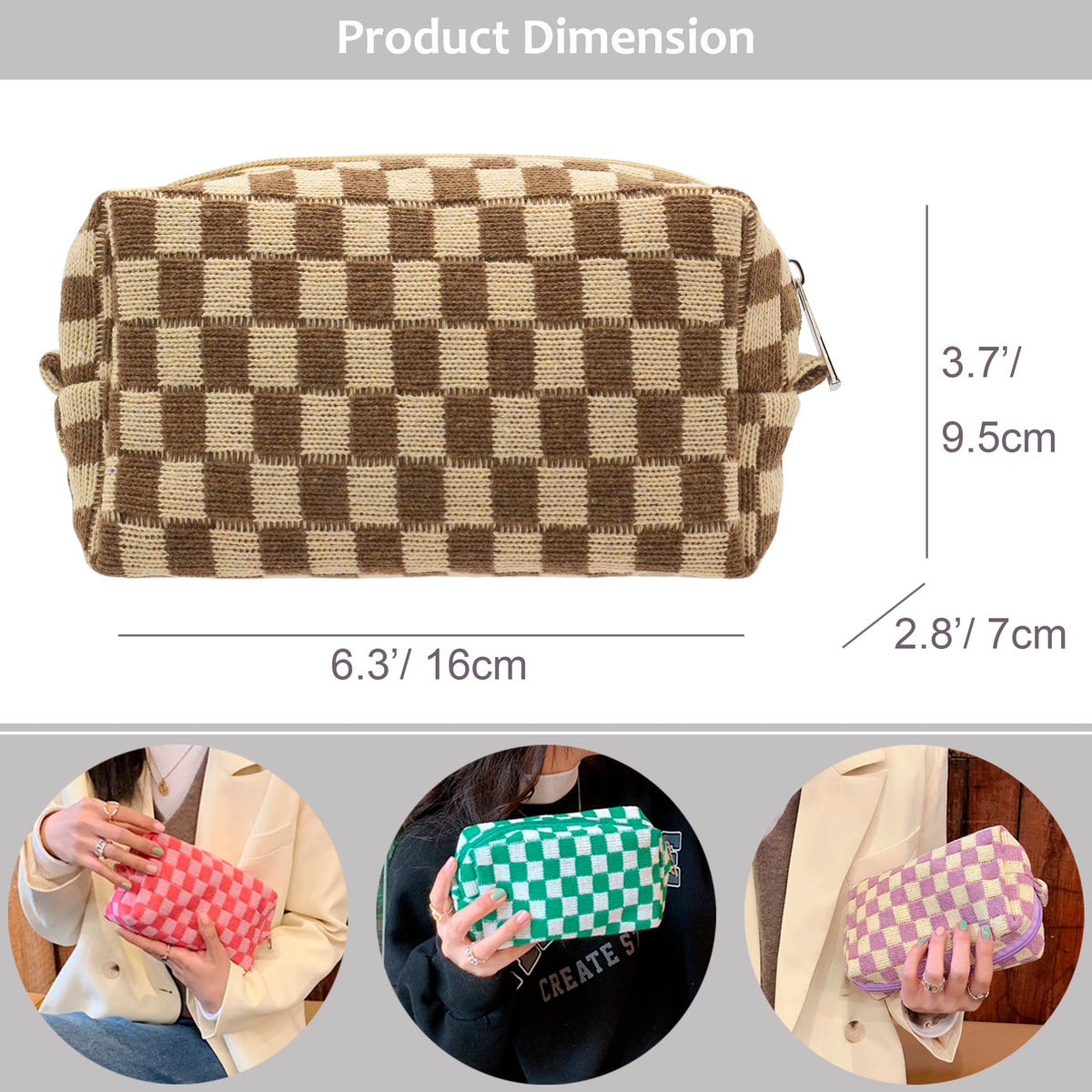 Détail de la fermeture éclair en métal de la trousse de maquillage PAZIMIIK
