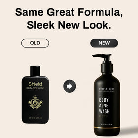 Détail de la formule du gel douche Shield sans parfum
