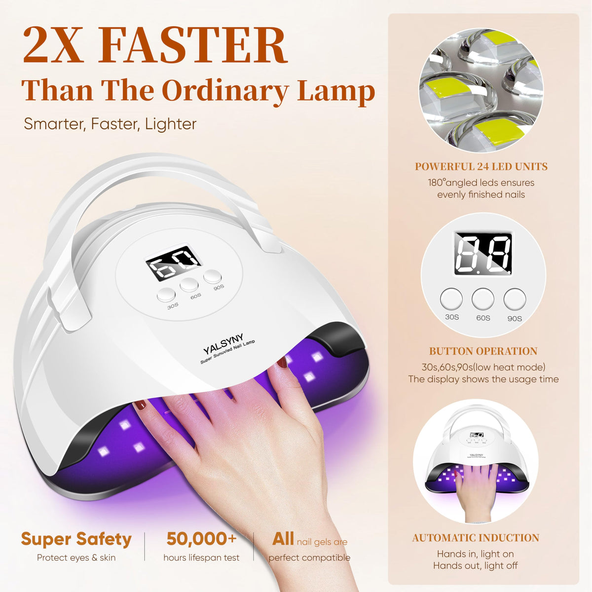 Détail de la lampe à ongles YALSYNY en fonctionnement