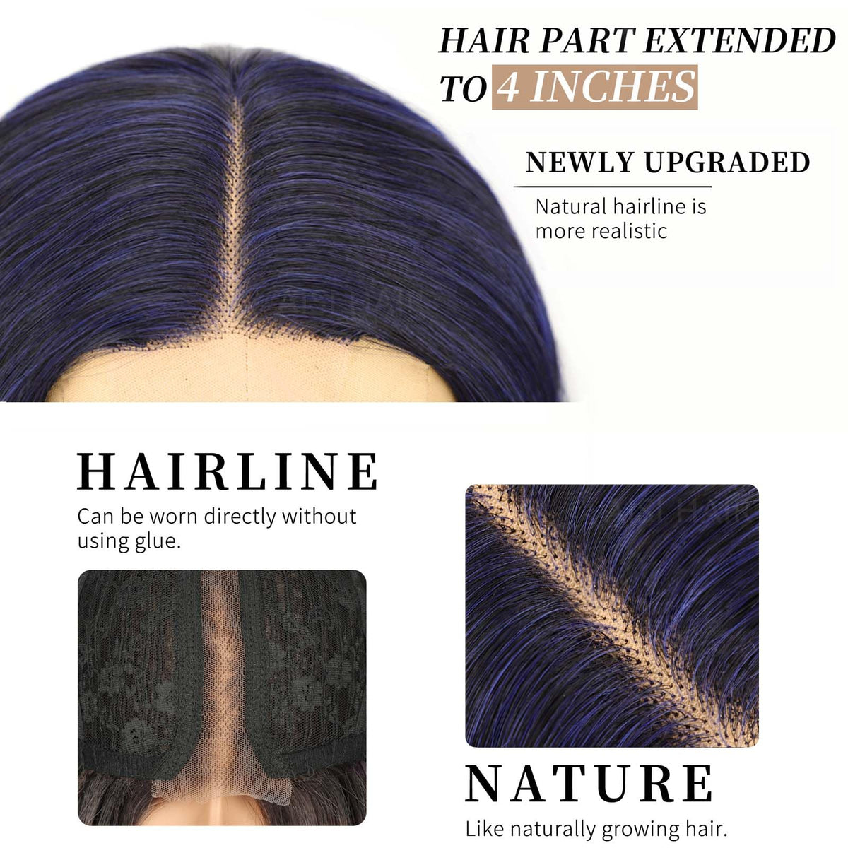 Détail de la ligne de chevelure en dentelle de la perruque AISI HAIR