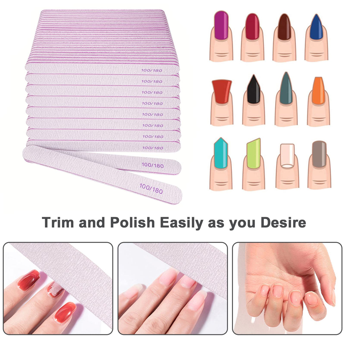 Détail de la lime à ongles AhaTopia montrant la texture 100 Grit