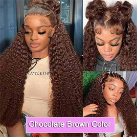 Détail de la perruque frontale en dentelle chocolat brun WPPIKK