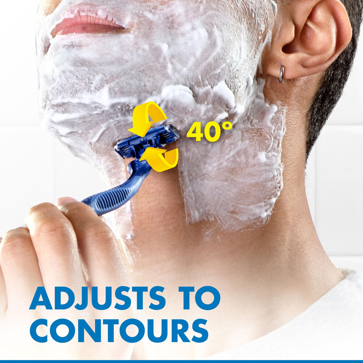 Détail de la poignée antidérapante du rasoir Gillette
