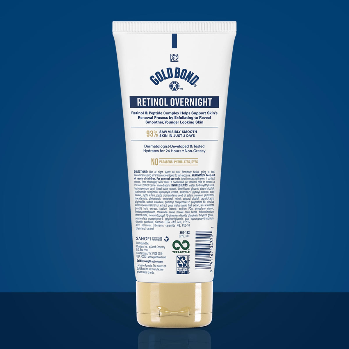 Détail de la pompe de la crème Gold Bond Retinol