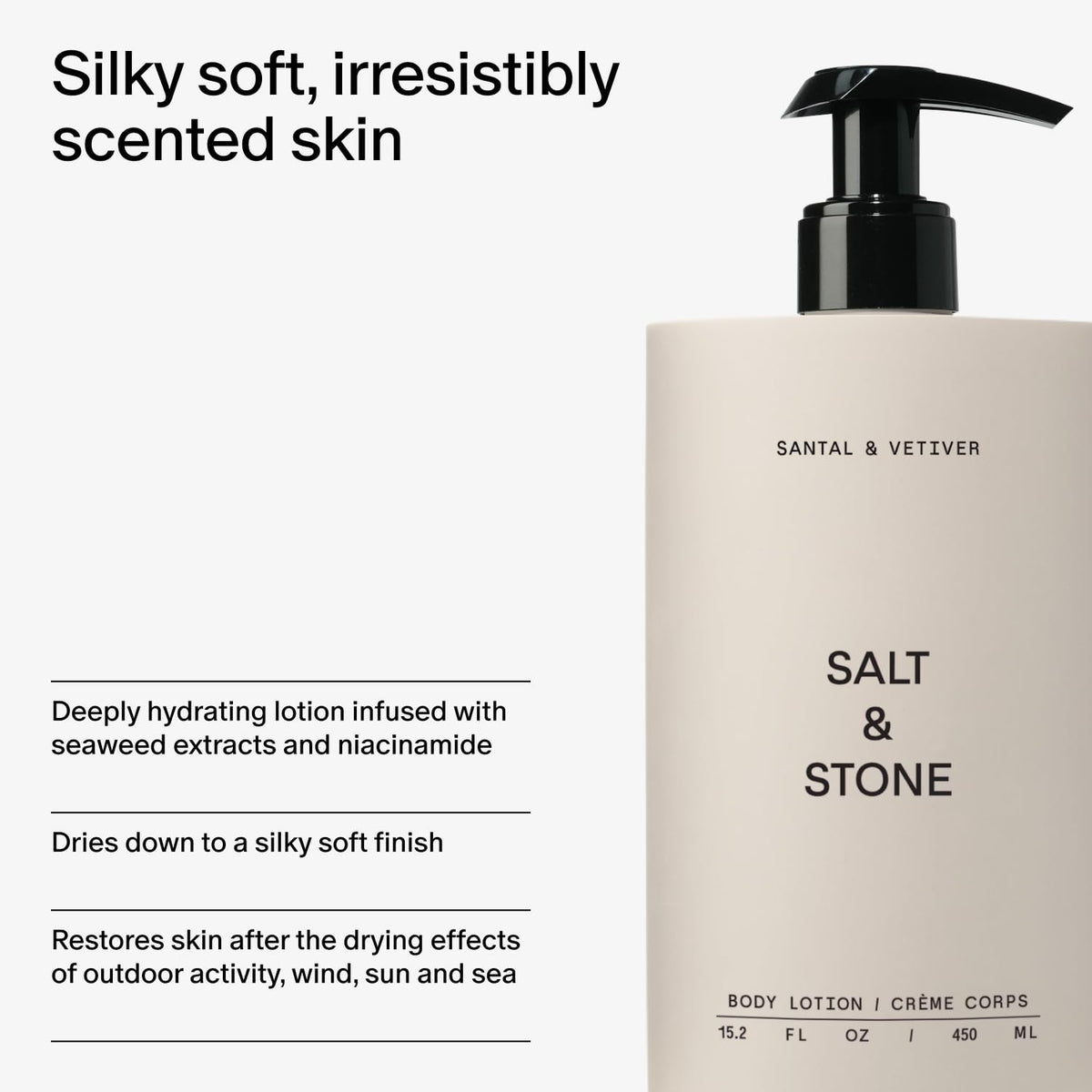 Détail de la pompe de la Lotion Corps Salt & Stone