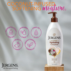 Détail de la pompe de la lotion Jergens au Coco