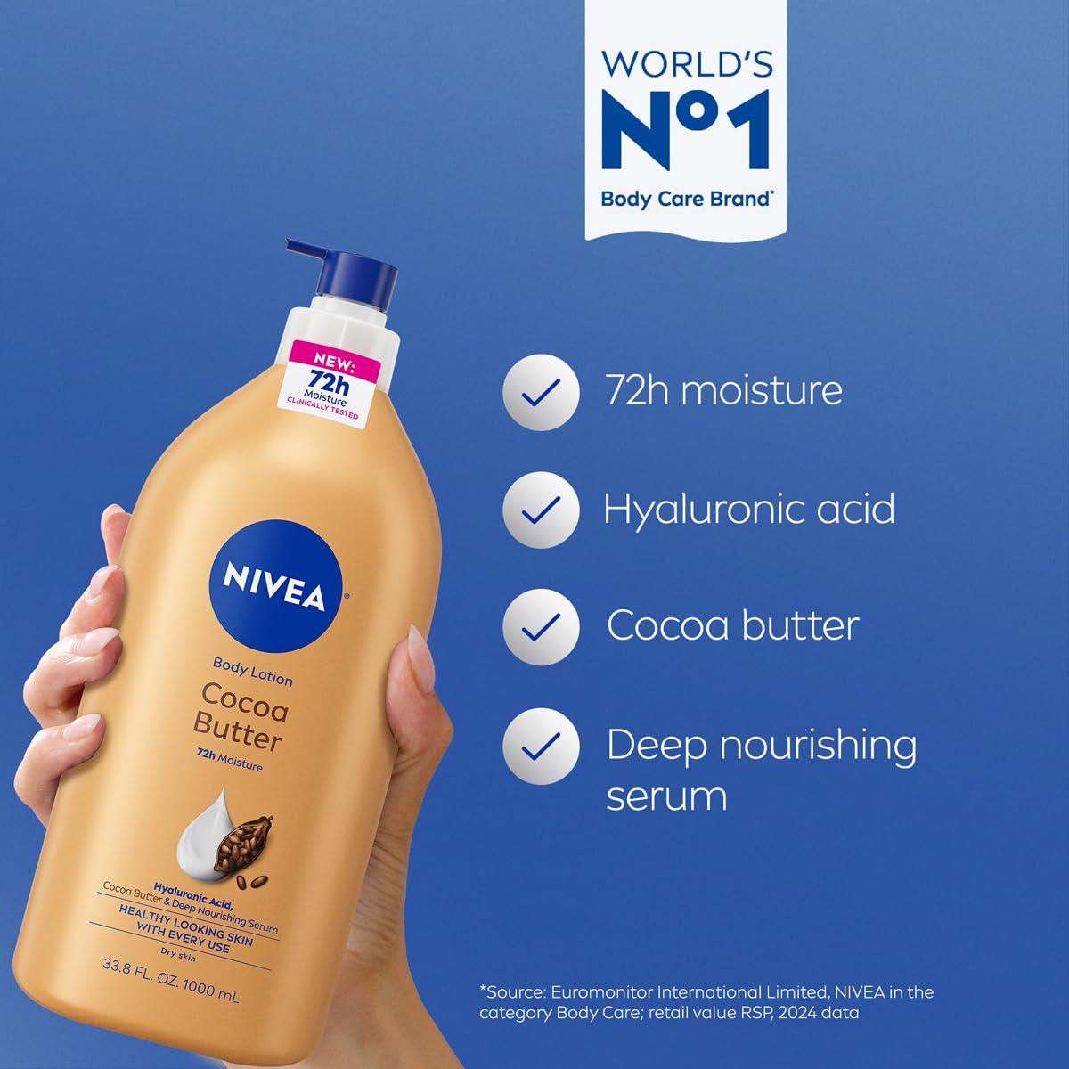 Détail de la pompe de la lotion NIVEA Beurre de Cacao