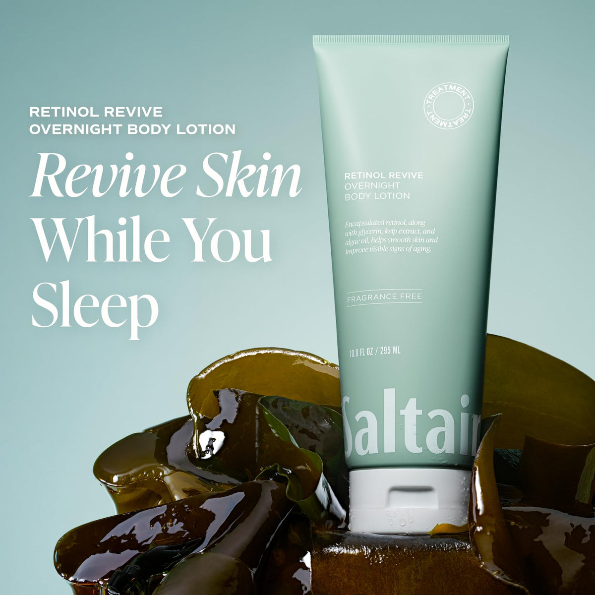 Détail de la pompe de la lotion Saltair au rétinol