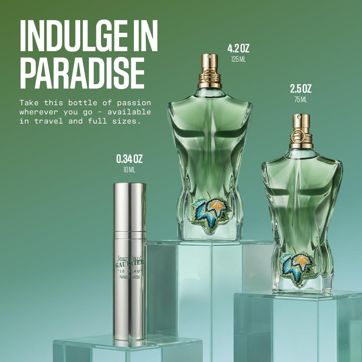 Détail de la pulvérisation du parfum Jean Paul Gaultier Le Beau Paradise Garden