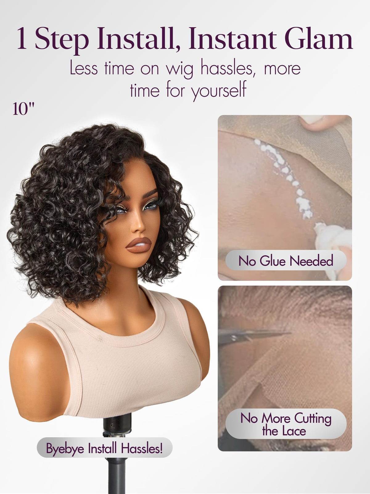 Détail de la texture bouclée de la perruque LUVME HAIR