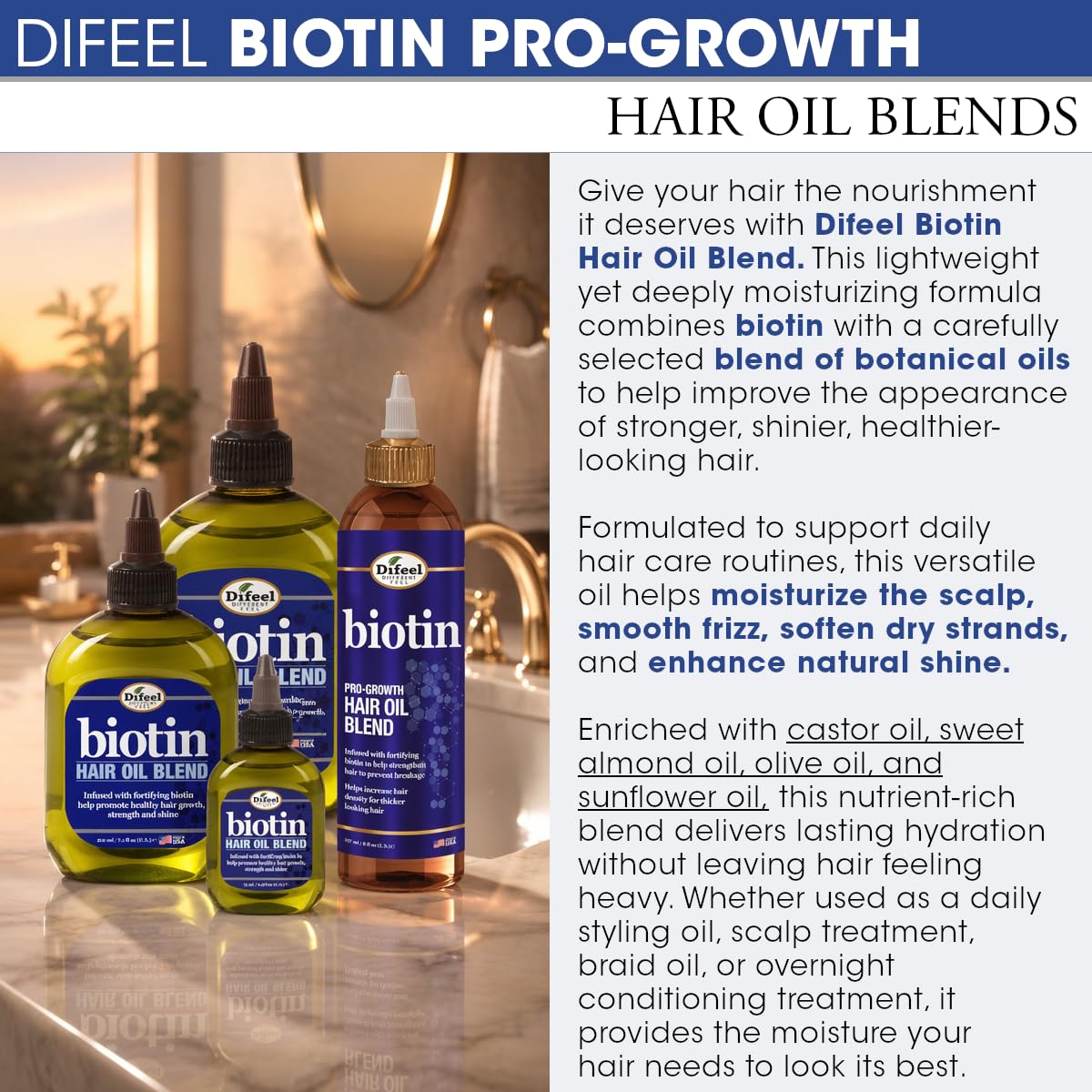 Détail de la texture de l'huile de cheveux Difeel Biotine