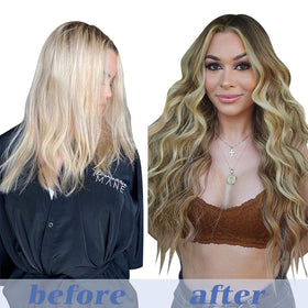 Détail de la texture des extensions capillaires GOO GOO, montrant leur douceur
