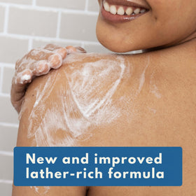 Détail de la texture du gel douche Soin Apaisant Aveeno