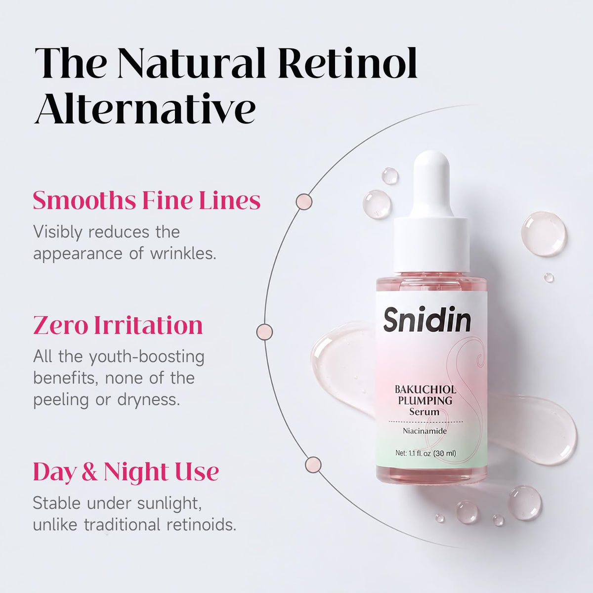 Détail de la texture du sérum Bakuchiol Snidin