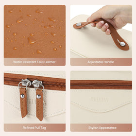 Détail de la texture en simili cuir de la trousse Telena