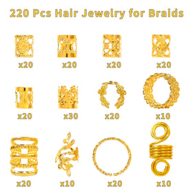 Détail des accessoires capillaires dorés, style couronne