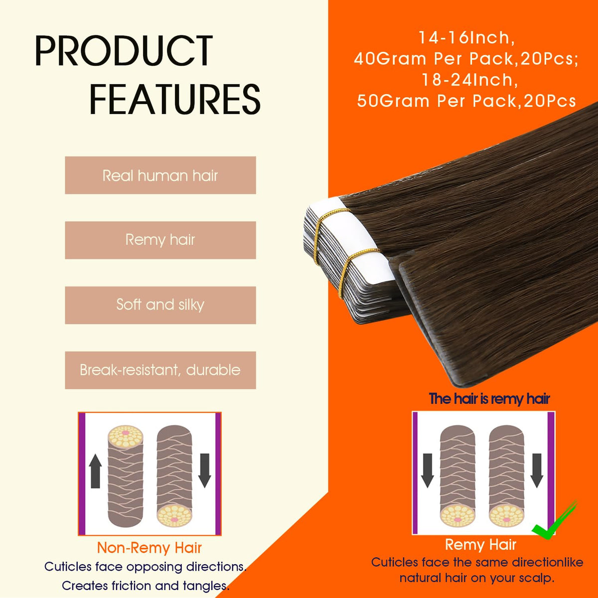 Détail des bandes adhésives des Extensions de Cheveux Full Shine