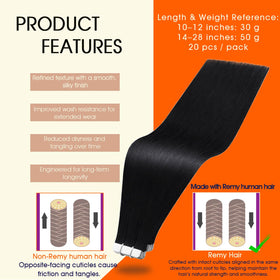 Détail des bandes adhésives des extensions de cheveux Full Shine