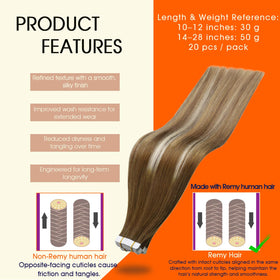 Détail des bandes adhésives des extensions de cheveux Tape In Full Shine